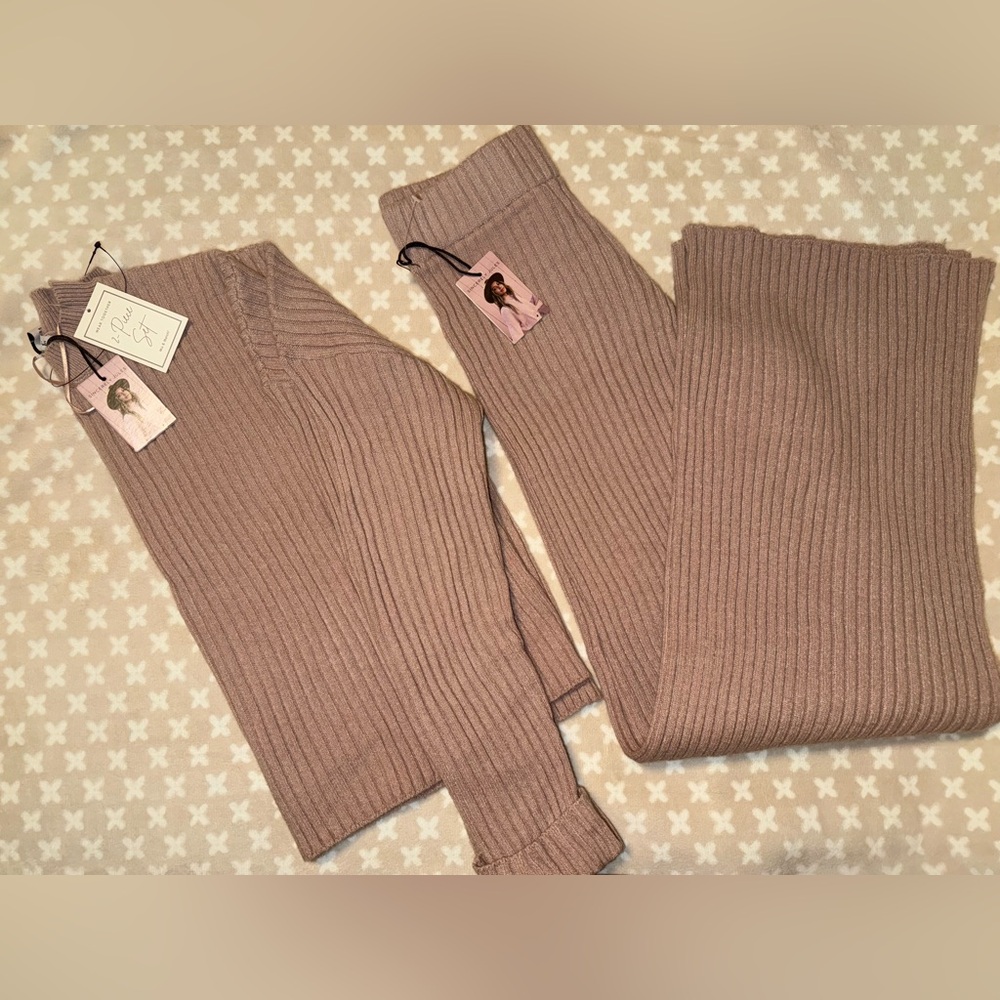 Sincerely Jules Ribbed Knit Set in Taupe